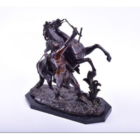 Original antike Bronze Figur Marley Pferd und Mann englisch 19 Jh