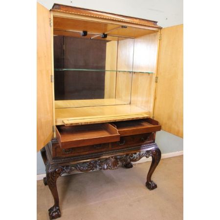 Original antiker britischer Nussbaum Cocktailschrank ca 1920