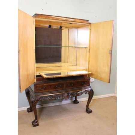 Original antiker britischer Nussbaum Cocktailschrank ca 1920
