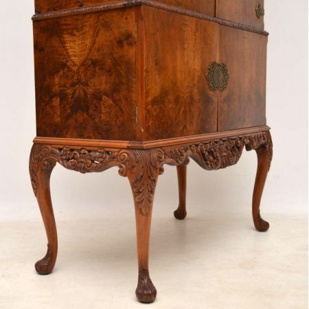 Stilvoller antiker Queen Anne Nussbaum Cocktailschrank englisch ca 1920