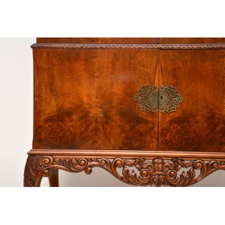 Stilvoller antiker Queen Anne Nussbaum Cocktailschrank englisch ca 1920