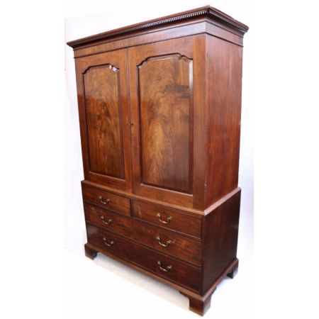 Georgianischer Antiker Mahagoni Kleiderschrank Linen Press englisch ca 1770