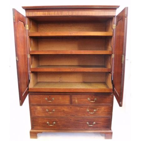 Georgianischer Antiker Mahagoni Kleiderschrank Linen Press englisch ca 1770