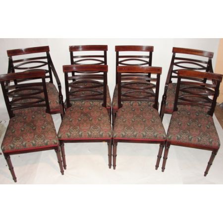 8 Stk original georgianische antike Mahagoni Stühle Armlehnstühle ca 1820