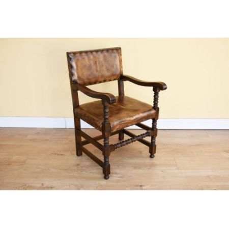 8 Stk original antike englische Leder Esszimmer Stühle Eiche Bevan Funnell ca 1920