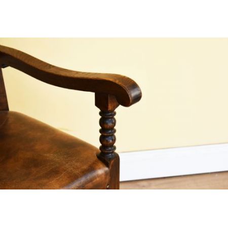 8 Stk original antike englische Leder Esszimmer Stühle Eiche Bevan Funnell ca 1920