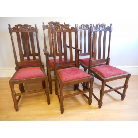 6 stk original antike viktorianische Küchenstühle Eiche englisch ca 1900
