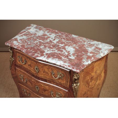 Kleine original antike französische Massivholz Kommode Marmor ca 1920