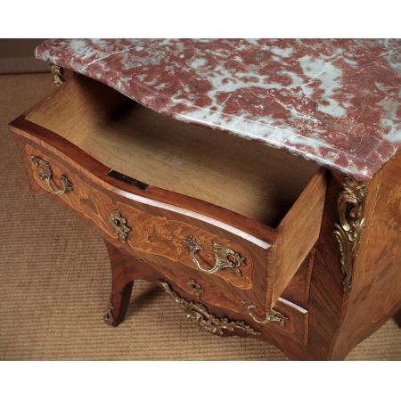 Kleine original antike französische Massivholz Kommode Marmor ca 1920