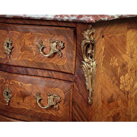 Kleine original antike französische Massivholz Kommode Marmor ca 1920