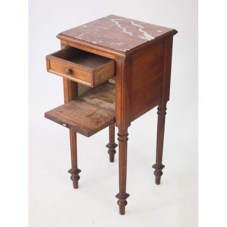 Antiker Nussbaum Nachtschrank Marmor original französisch ca 1890