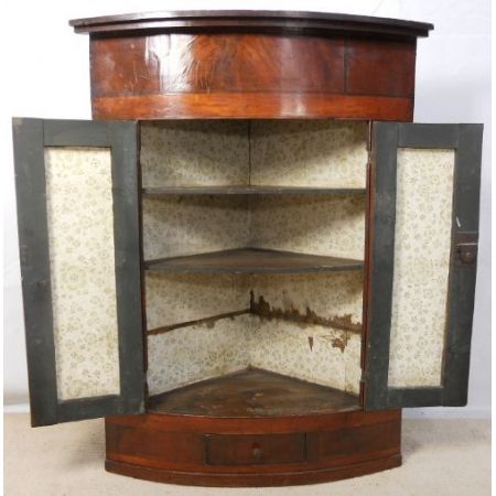 Original antiker viktorianischer Hängeschrank Mahagoni Eckschrank englisch ca 1840
