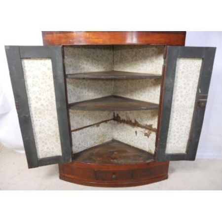 Original antiker viktorianischer Hängeschrank Mahagoni Eckschrank englisch ca 1840