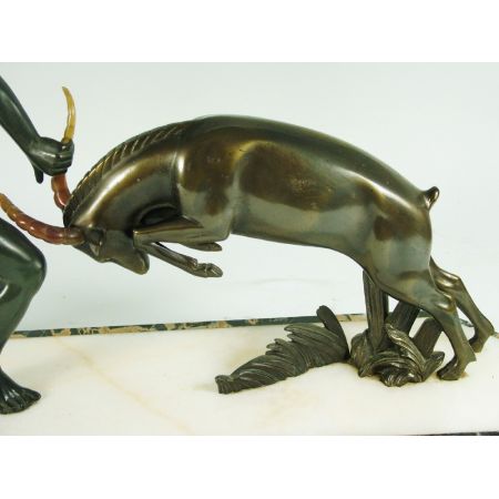 Schöne antike Art Deco Figur Bronze französisch "Jäger" von Kowas ca 1925