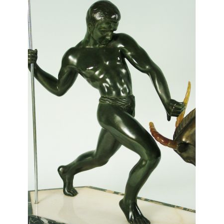 Schöne antike Art Deco Figur Bronze französisch "Jäger" von Kowas ca 1925