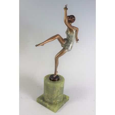 Art Deco Bronze Figur Tanzendes Mädchen von Joseph Lorenzl Österreich ca 1930