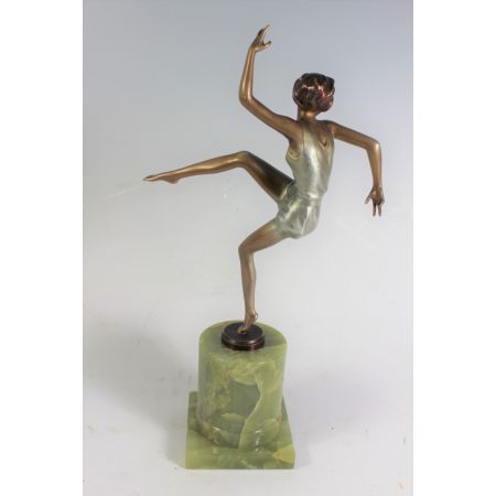 Art Deco Bronze Figur Tanzendes Mädchen von Joseph Lorenzl Österreich ca 1930