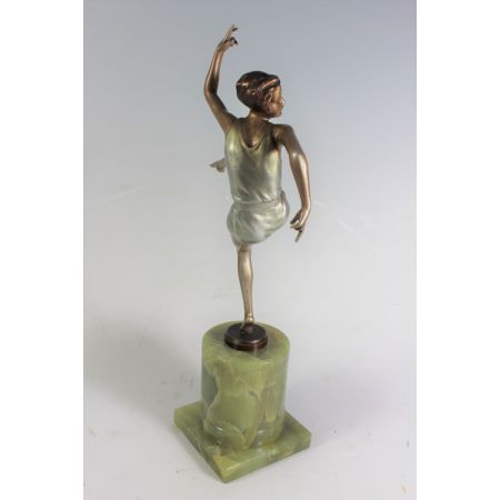 Art Deco Bronze Figur Tanzendes Mädchen von Joseph Lorenzl Österreich ca 1930