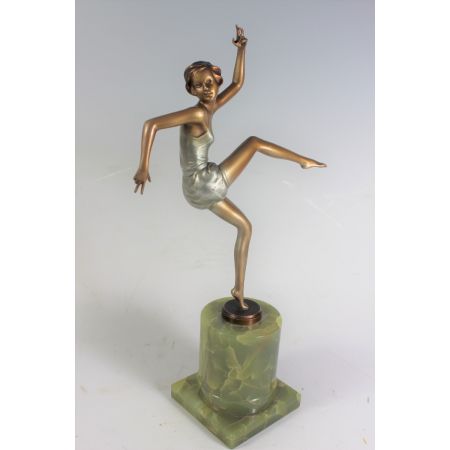 Art Deco Bronze Figur Tanzendes Mädchen von Joseph Lorenzl Österreich ca 1930