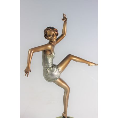 Art Deco Bronze Figur Tanzendes Mädchen von Joseph Lorenzl Österreich ca 1930