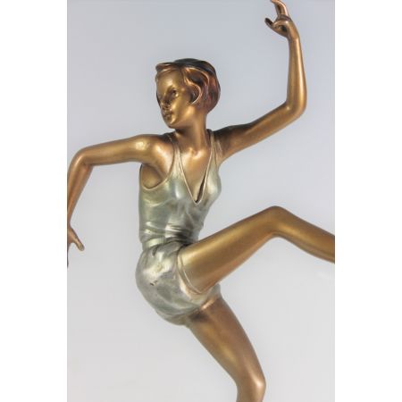 Art Deco Bronze Figur Tanzendes Mädchen von Joseph Lorenzl Österreich ca 1930
