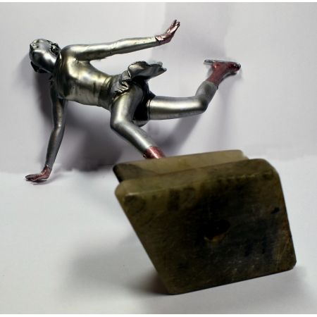 Original antike Art Deco Bronze Figur Eiskunstläuferin Josef Lorenzl ca 1930s