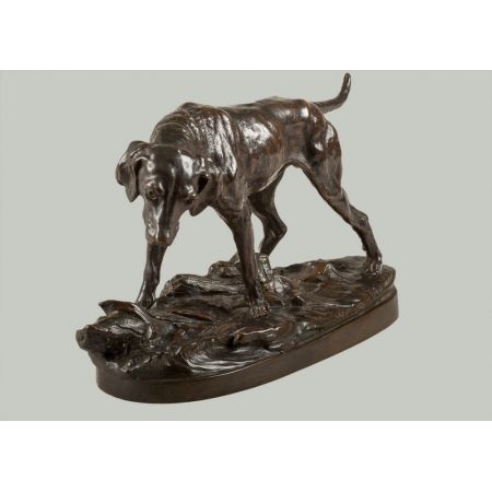 Französische Bronzefigur Skulptur Bronze Hund E. Drouot 1880