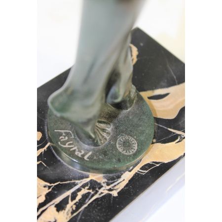 Original antike französische Bronze Figur "Tänzerin mit Reifen" Le Faguays ca 1930