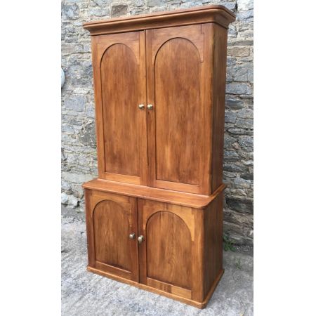 Antiker original viktorianischer Kleiderschrank Kiefer Weichholz englisch ca 1850