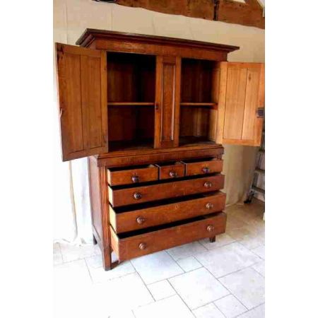 Original antiker Landhaus Eichen Kleiderschrank Linen Press englisch ca 1850-80