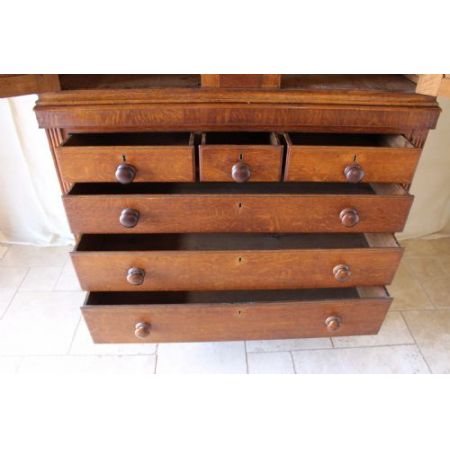 Original antiker Landhaus Eichen Kleiderschrank Linen Press englisch ca 1850-80