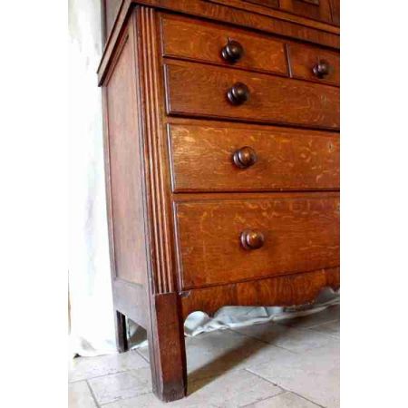 Original antiker Landhaus Eichen Kleiderschrank Linen Press englisch ca 1850-80