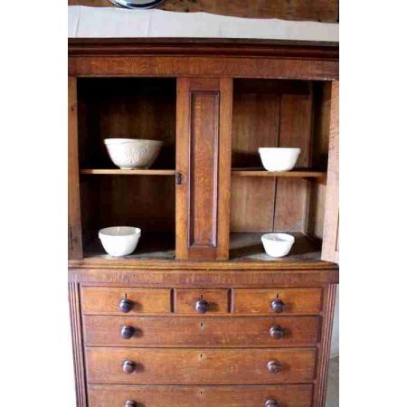 Original antiker Landhaus Eichen Kleiderschrank Linen Press englisch ca 1850-80