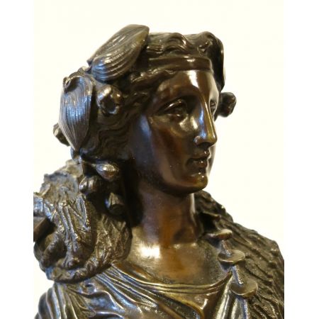 Original antike Bronzefiguren Skulpturen französisch "Harvest from The Land / Sea" Boyer ca 1900