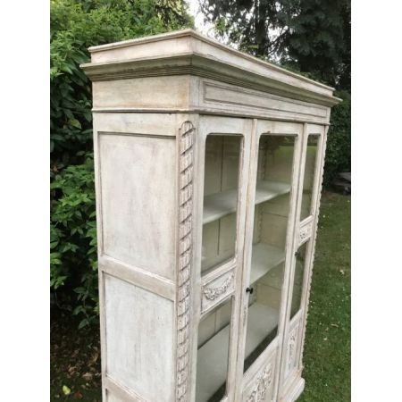 Französischer antiker Wohnzimmerschrank Massivholz Vitrine lackiert ca 1900