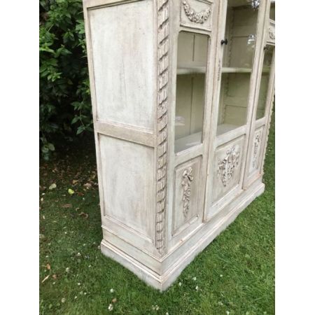 Französischer antiker Wohnzimmerschrank Massivholz Vitrine lackiert ca 1900