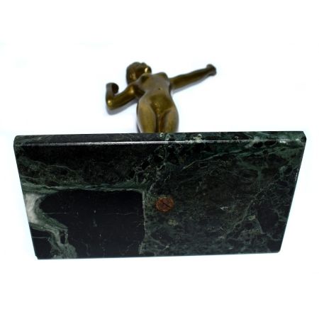 Original antike Art Deco Messing Figur Frau englisch 1930 