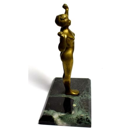 Original antike Art Deco Messing Figur Frau englisch 1930 