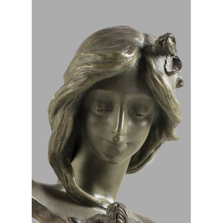 Hübsche französische Art Nouveau Terrakotta Figur Büste Frau antik ca 1910