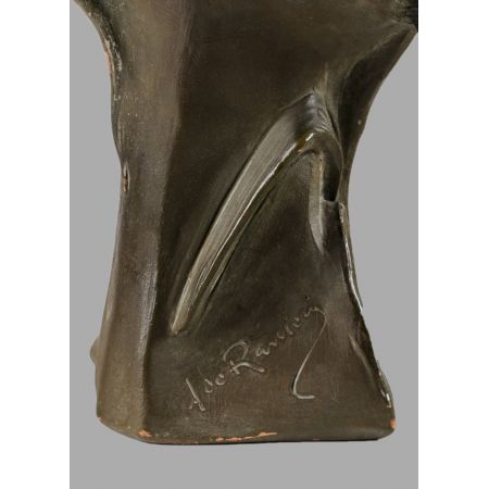 Hübsche französische Art Nouveau Terrakotta Figur Büste Frau antik ca 1910