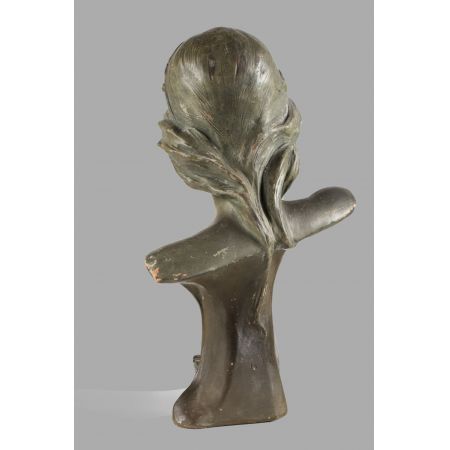 Hübsche französische Art Nouveau Terrakotta Figur Büste Frau antik ca 1910