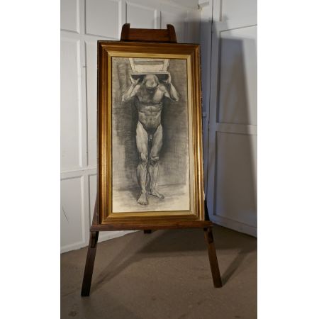 Einmalige antike englische Maler Staffelei Kiefer verstellbar 19. Jh