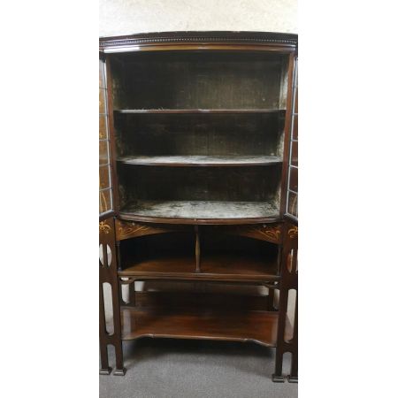 Art Nouveau Antike Vitrine Nussbaum Jugendstil englisch ca 1900