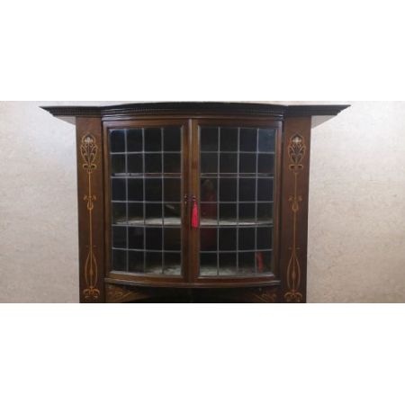 Art Nouveau Antike Vitrine Nussbaum Jugendstil englisch ca 1900