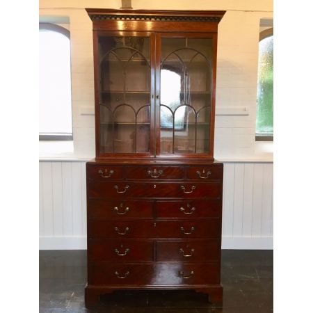 Antikes original georgianisches Mahagoni Bureau Bookcase englisch ca 1780