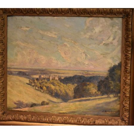 Fabelhaftes Arundel Castle Schloss Ölgemälde englisch Ross-Burnett antik ca 1900