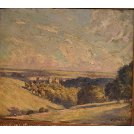 Fabelhaftes Arundel Castle Schloss Ölgemälde englisch Ross-Burnett antik ca 1900