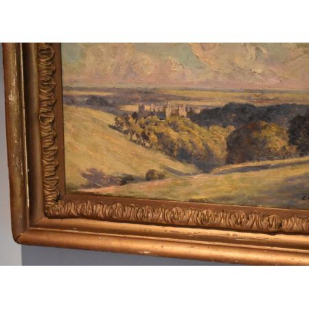 Fabelhaftes Arundel Castle Schloss Ölgemälde englisch Ross-Burnett antik ca 1900