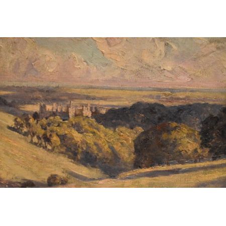 Fabelhaftes Arundel Castle Schloss Ölgemälde englisch Ross-Burnett antik ca 1900