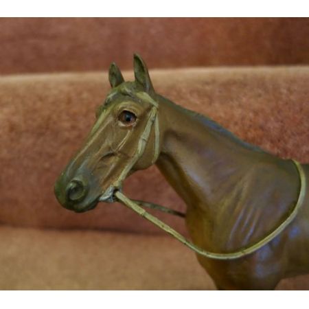 Original antike Bronzefigur Vienna Rennpferd Bronze Österreich bemalt ca 1880